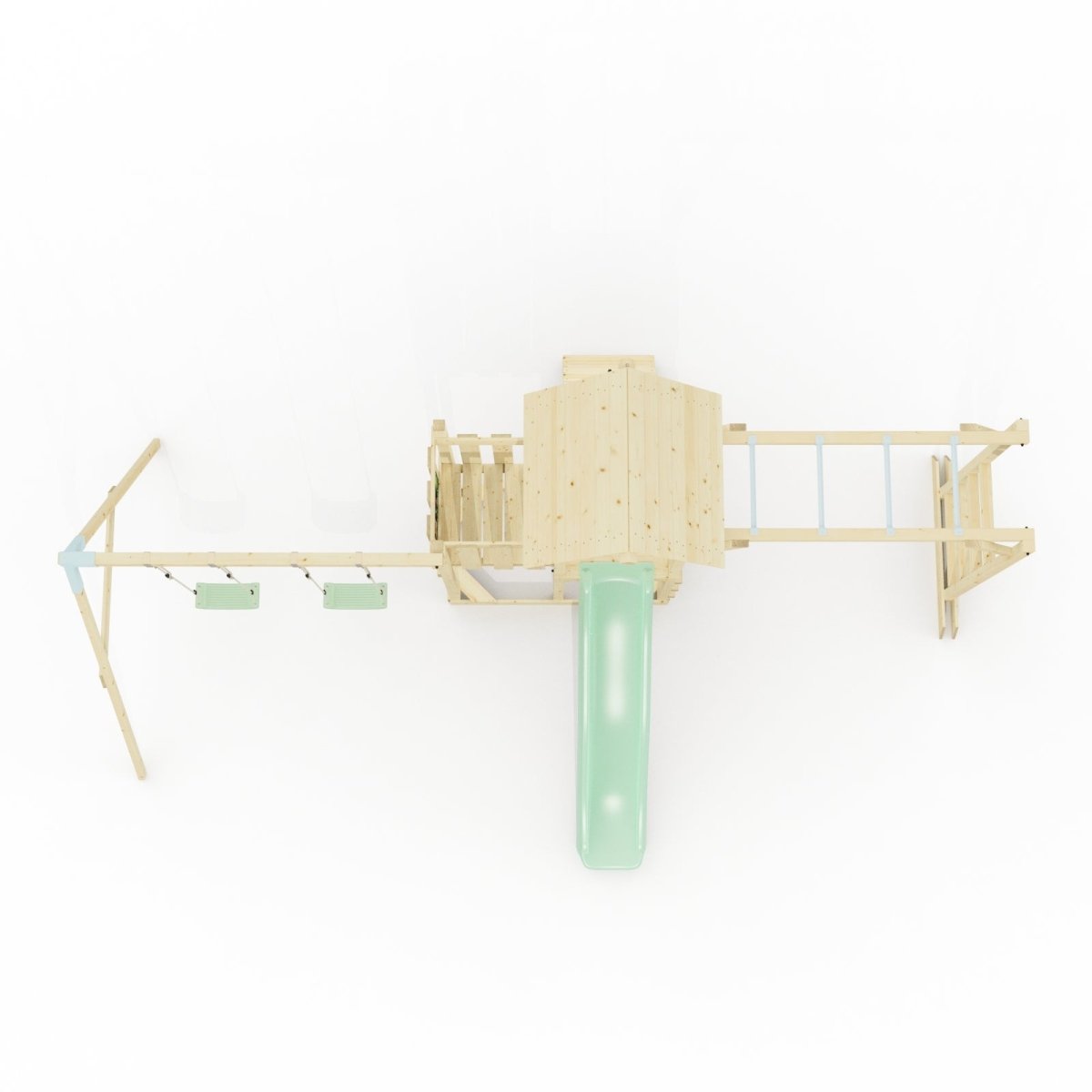 Polarplay Climbing Frame with Extended Tower, Double Swing, Monkey Bars and Slide - Helsingborg