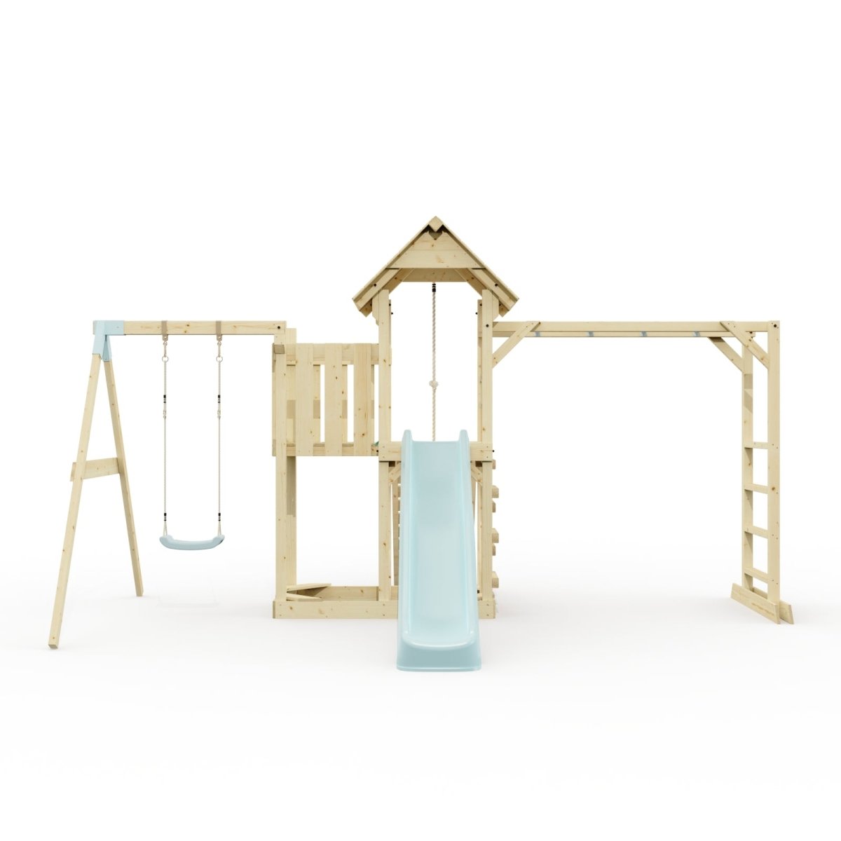 Polarplay Climbing Frame with Extended Tower, Single Swing, Monkey Bars and Slide - Stroemsund