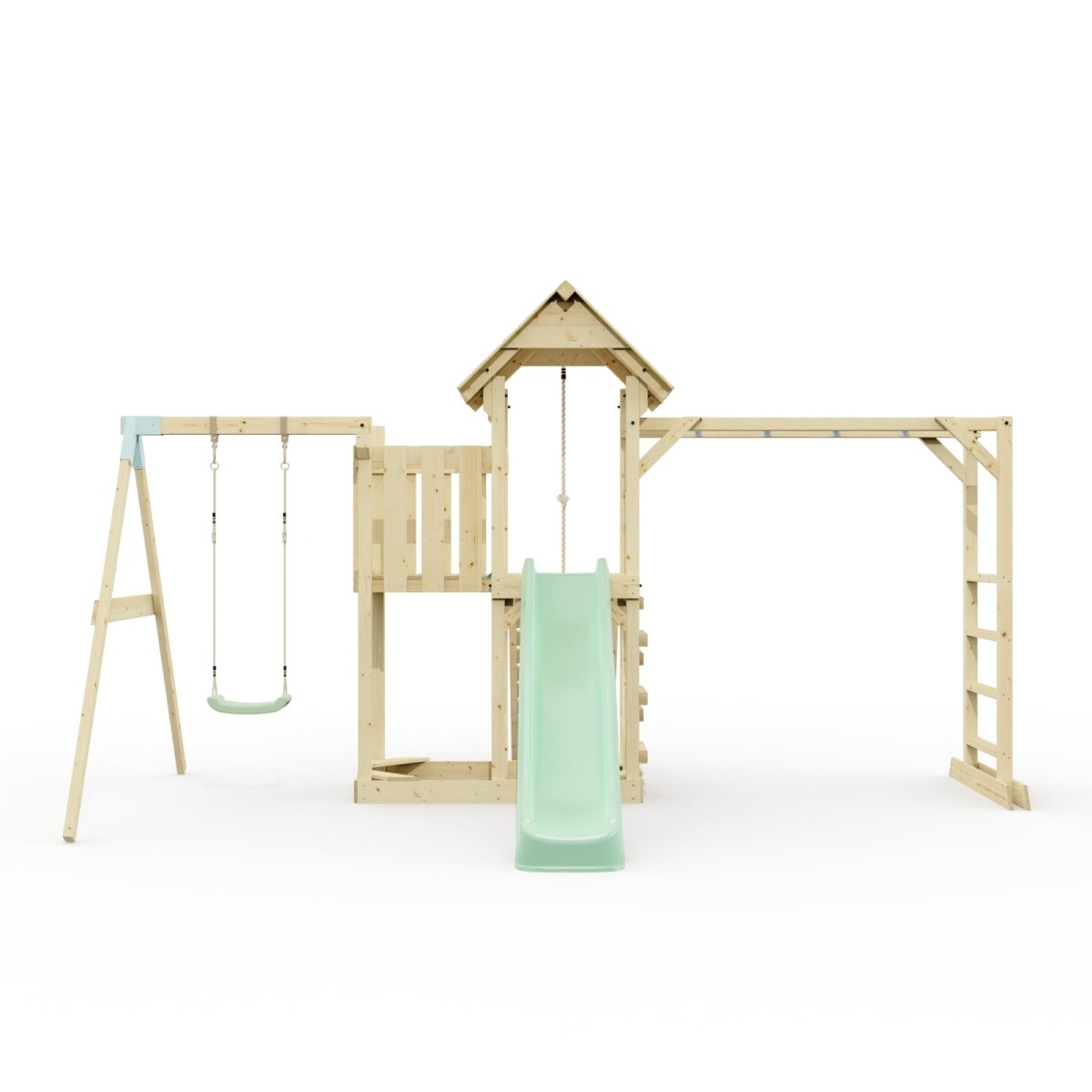 Polarplay Climbing Frame with Extended Tower, Single Swing, Monkey Bars and Slide - Stroemsund