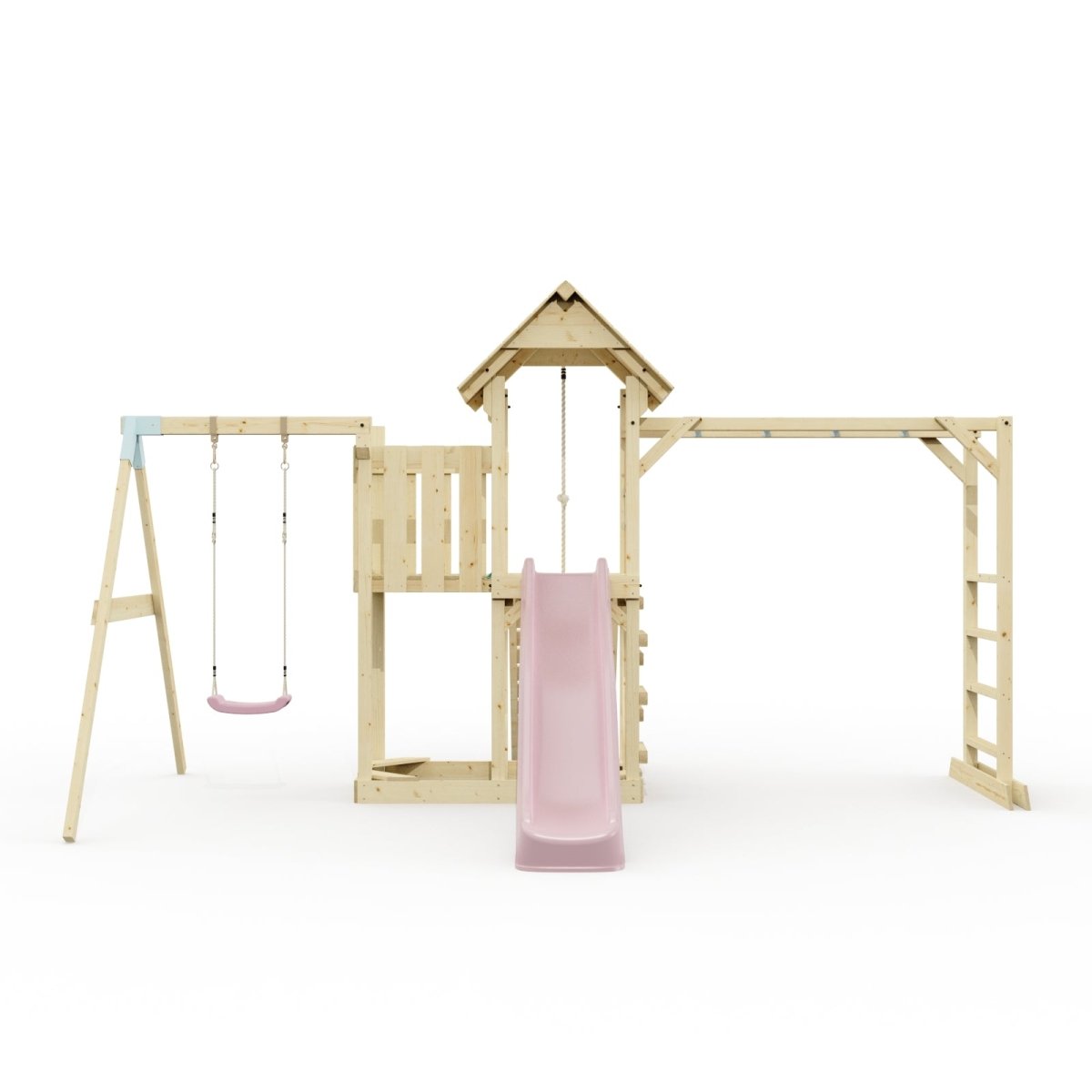 Polarplay Climbing Frame with Extended Tower, Single Swing, Monkey Bars and Slide - Stroemsund