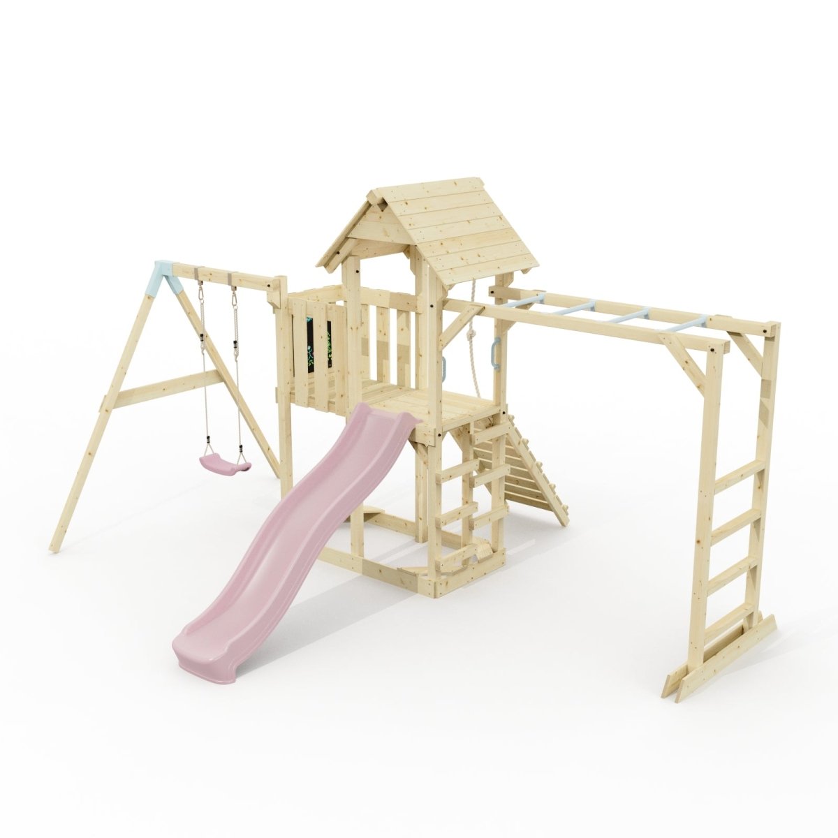 Polarplay Climbing Frame with Extended Tower, Single Swing, Monkey Bars and Slide - Stroemsund