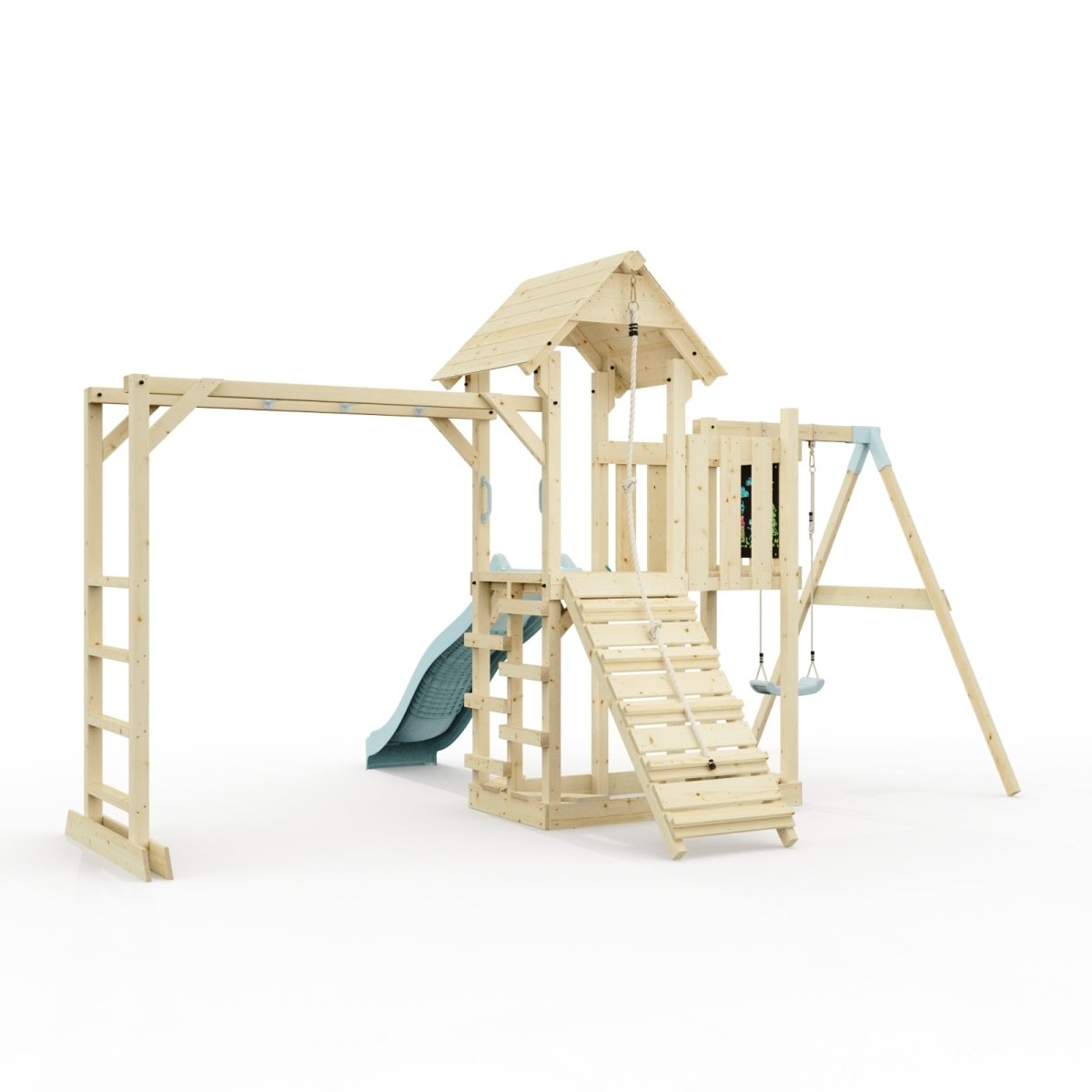 Polarplay Climbing Frame with Extended Tower, Single Swing, Monkey Bars and Slide - Stroemsund