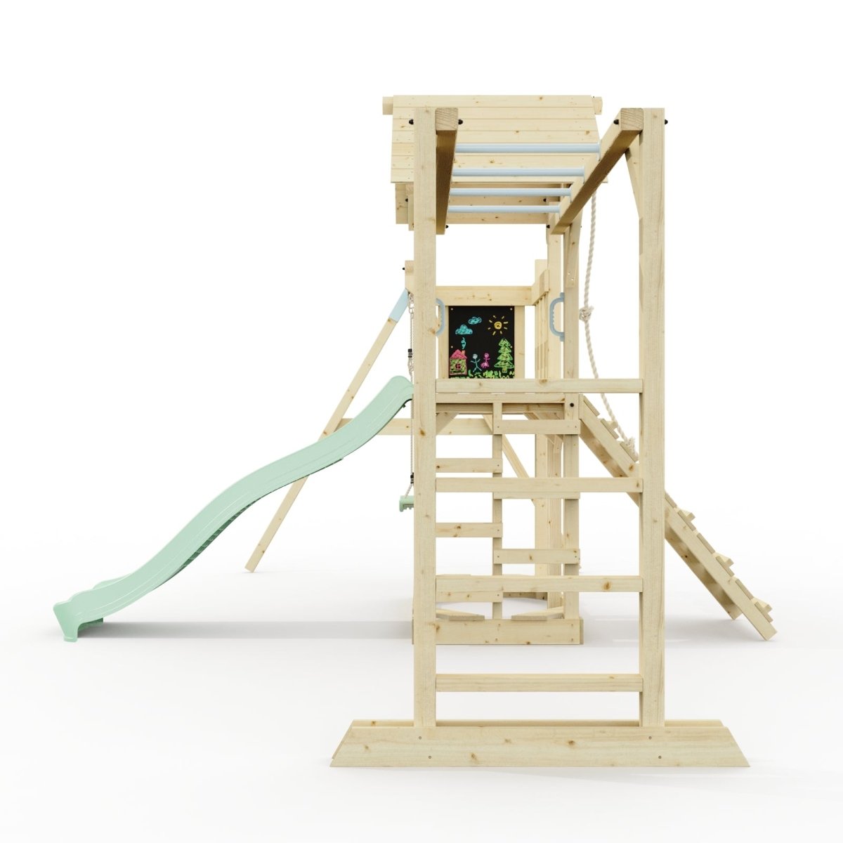 Polarplay Climbing Frame with Extended Tower, Single Swing, Monkey Bars and Slide - Stroemsund