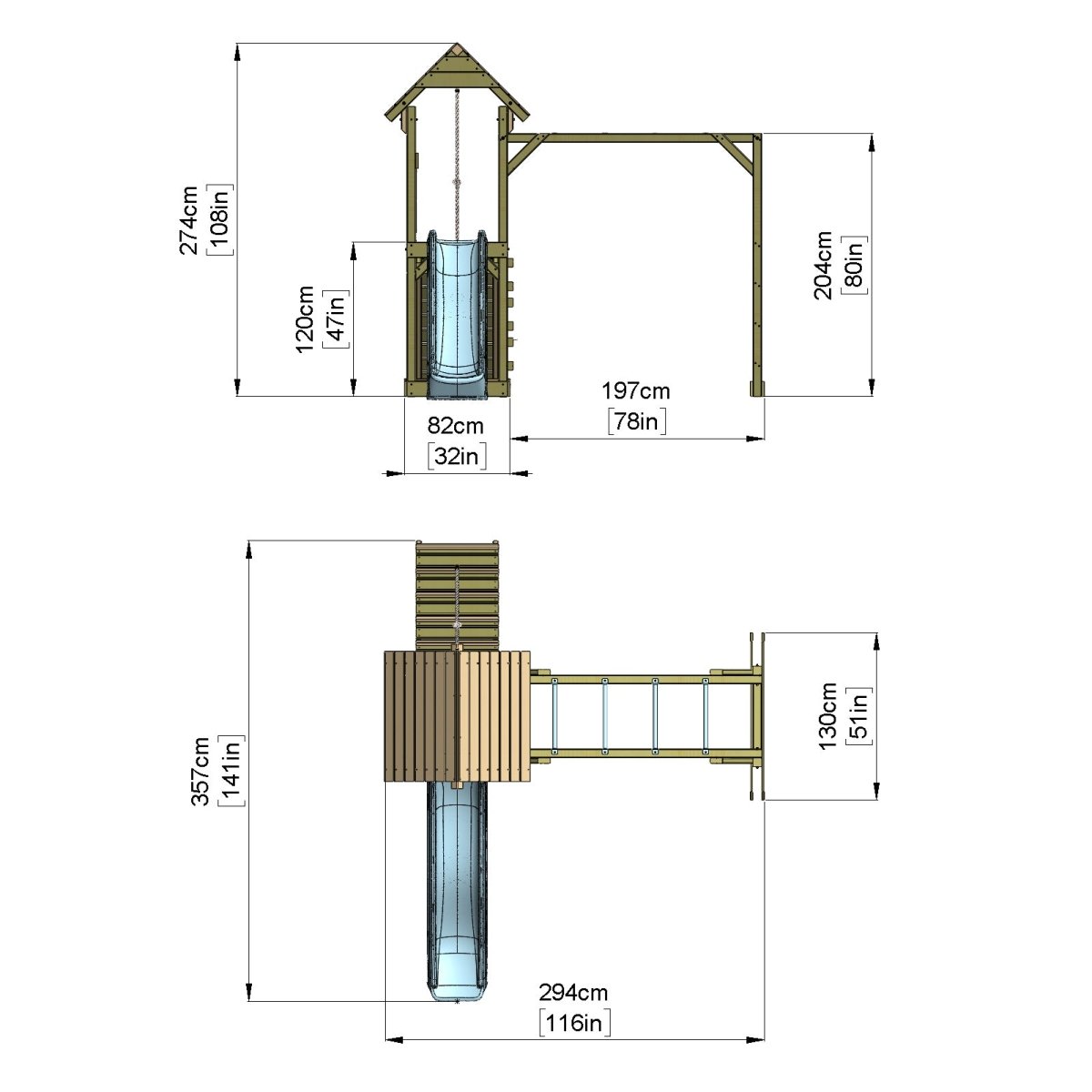Polarplay Climbing Frame with Monkey Bars and Slide - Lund