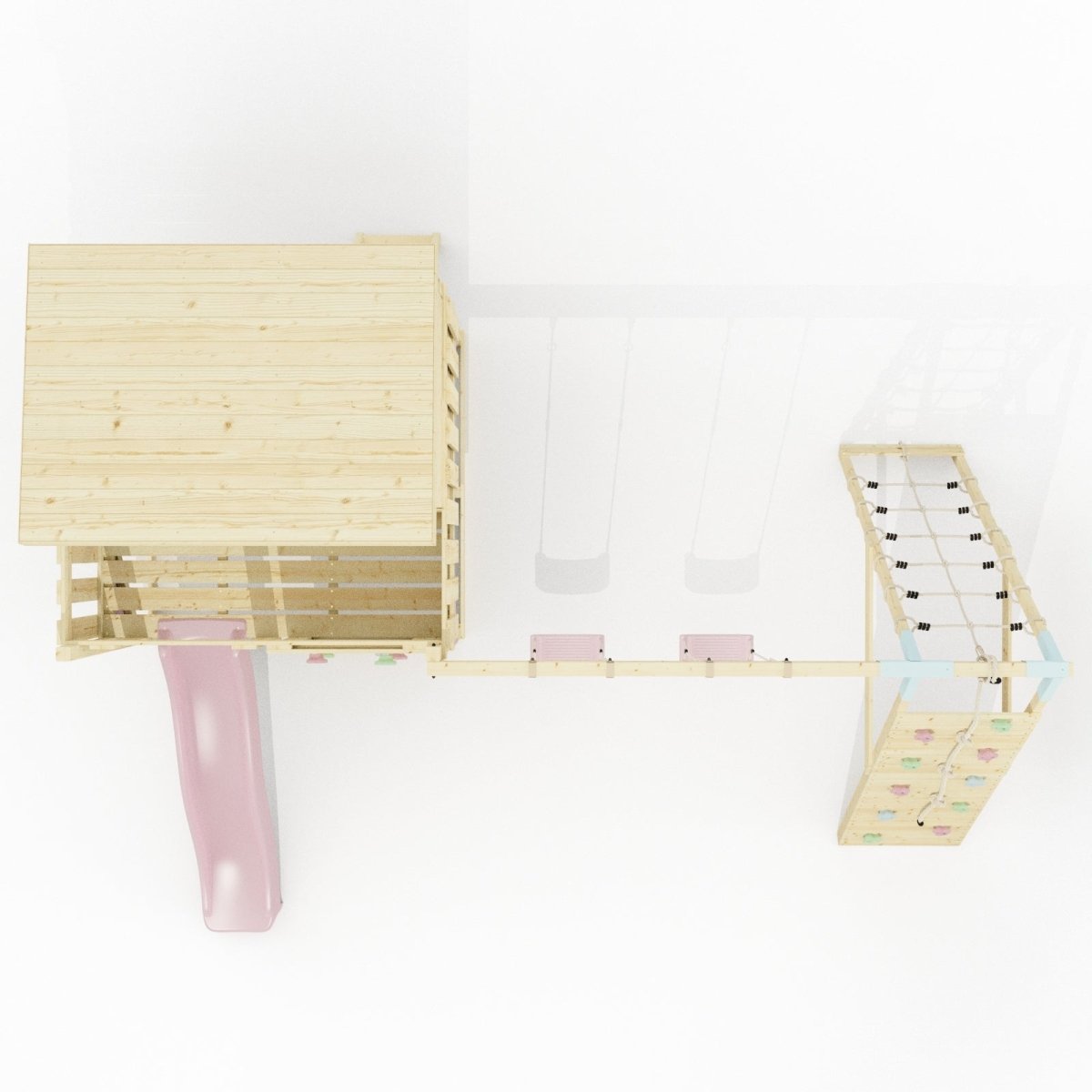 PolarPlay Climbing Platform and Playhouse with Double Swing, Climbing Wall and Slide - Aksel