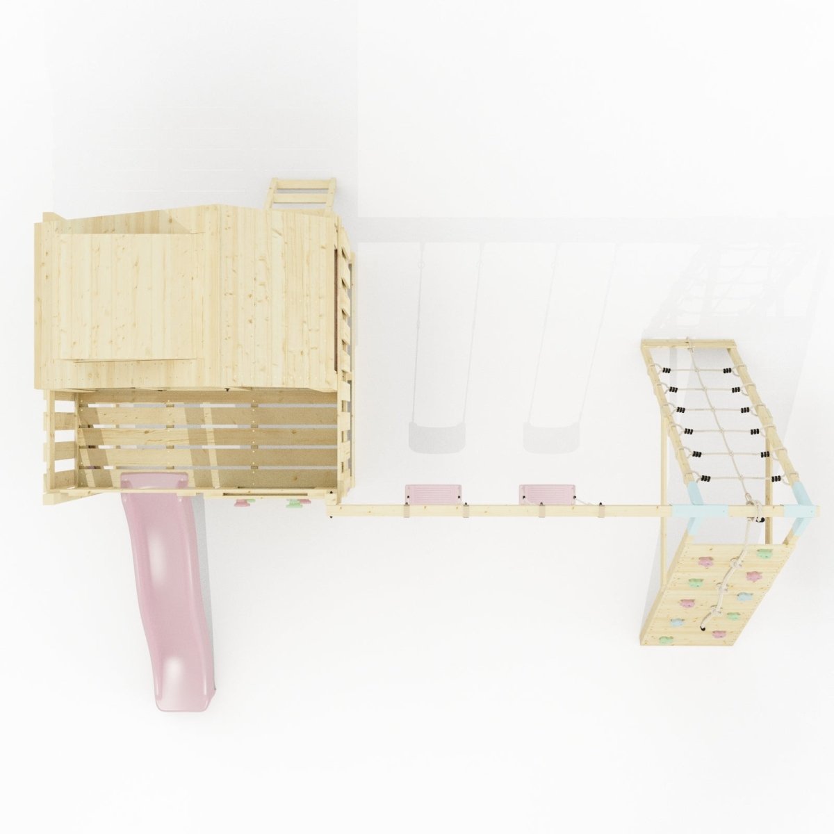 PolarPlay Climbing Platform and Playhouse with Double Swing, Climbing Wall and Slide - Oscar
