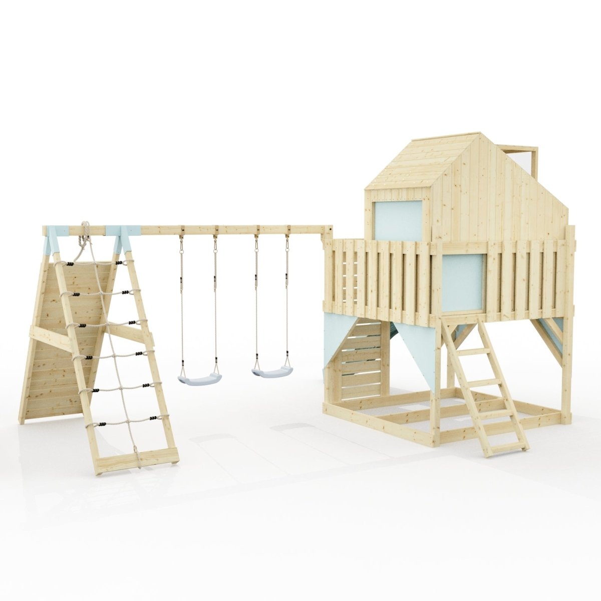 PolarPlay Climbing Platform and Playhouse with Double Swing, Climbing Wall and Slide - Oscar