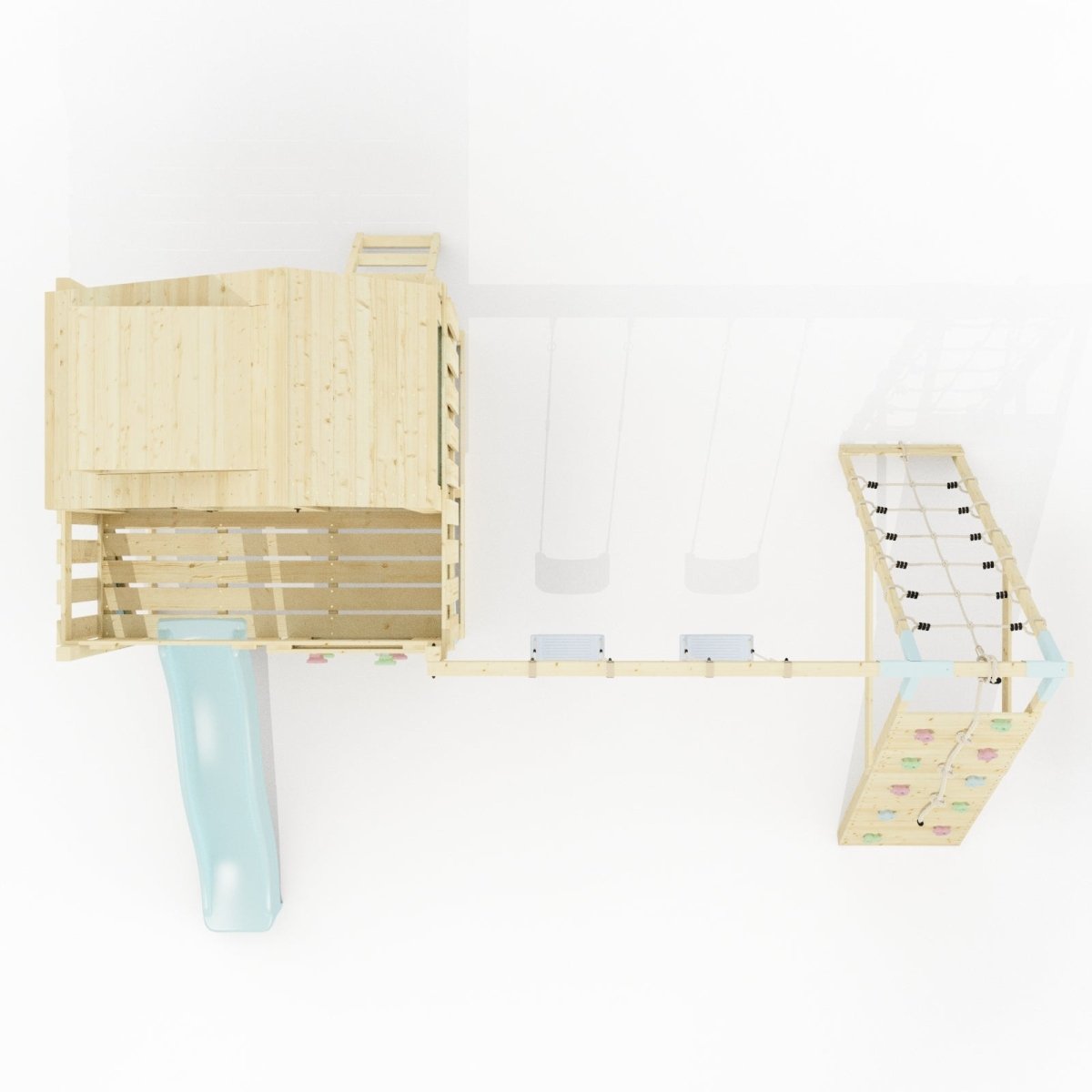 PolarPlay Climbing Platform and Playhouse with Double Swing, Climbing Wall and Slide - Oscar