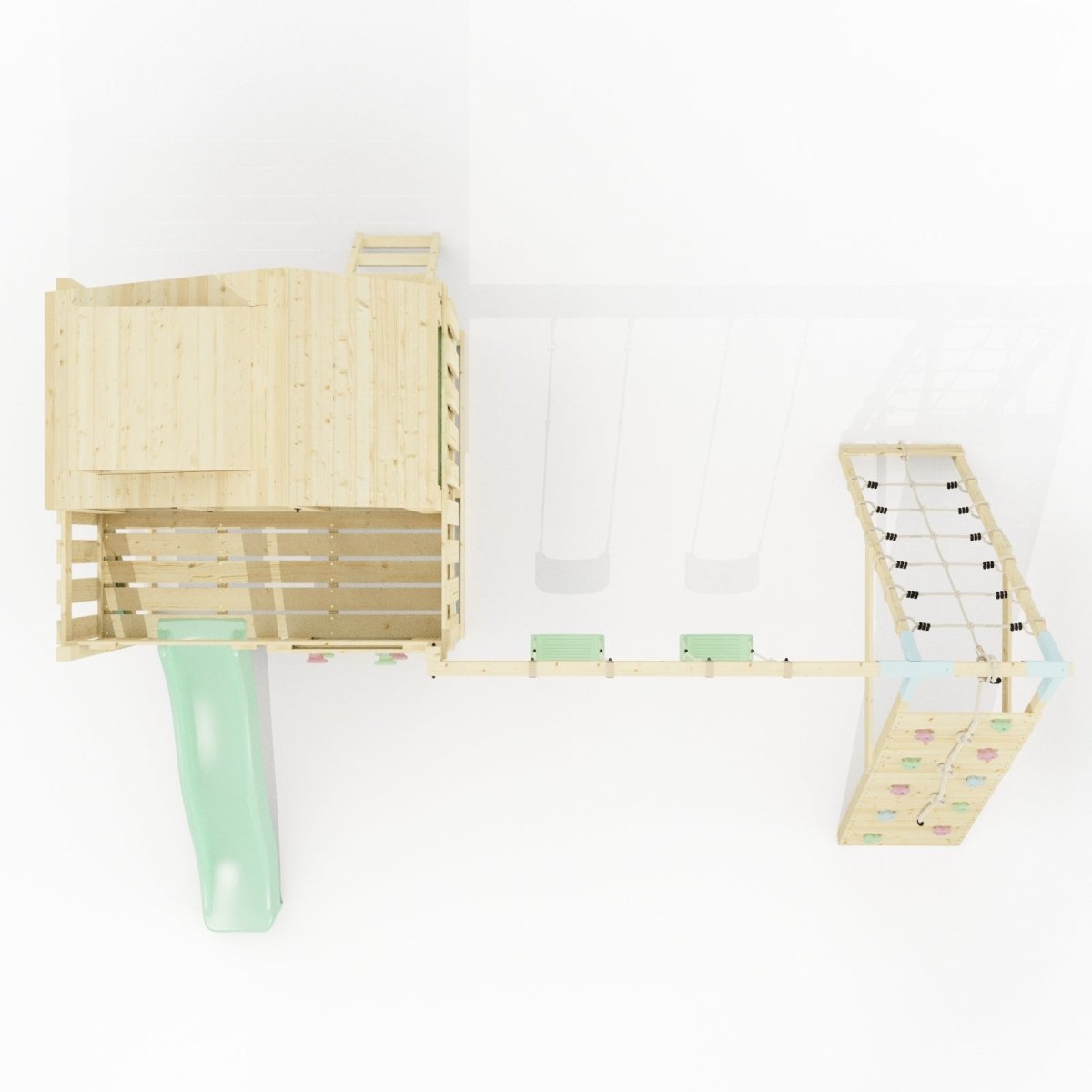 PolarPlay Climbing Platform and Playhouse with Double Swing, Climbing Wall and Slide - Oscar