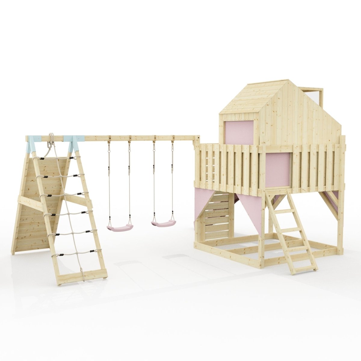 PolarPlay Climbing Platform and Playhouse with Double Swing, Climbing Wall and Slide - Oscar