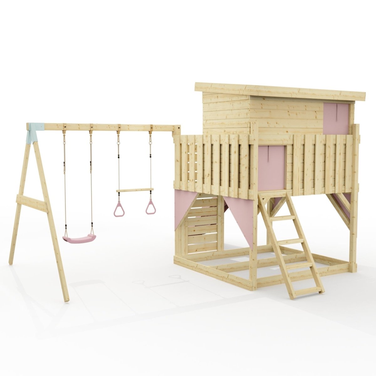PolarPlay Climbing Platform and Playhouse with Double Swing - Nils