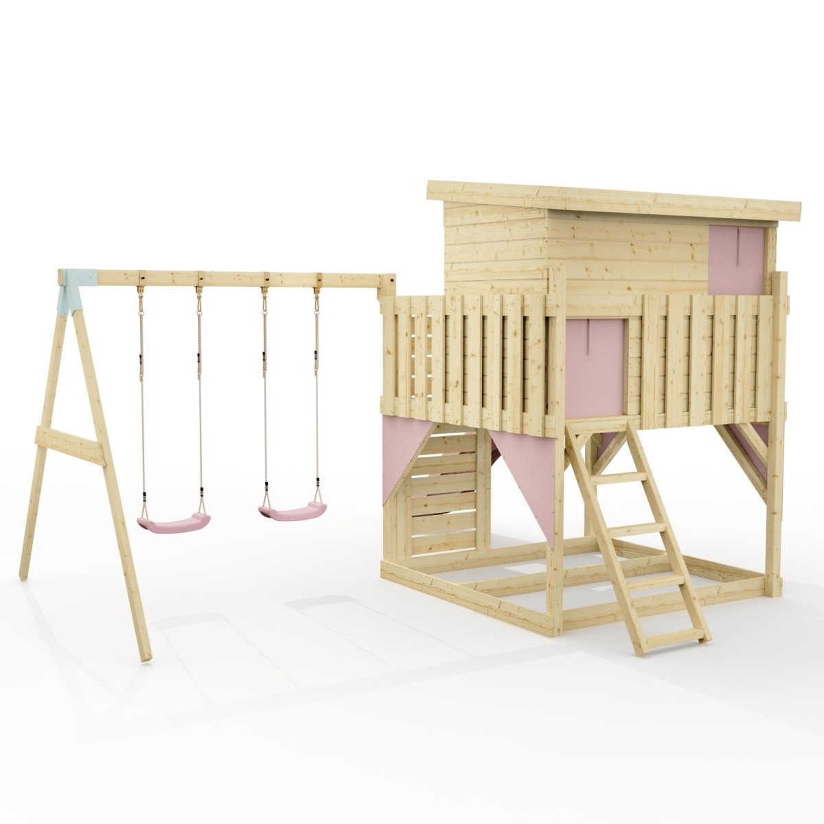 PolarPlay Climbing Platform and Playhouse with Double Swing - Nils