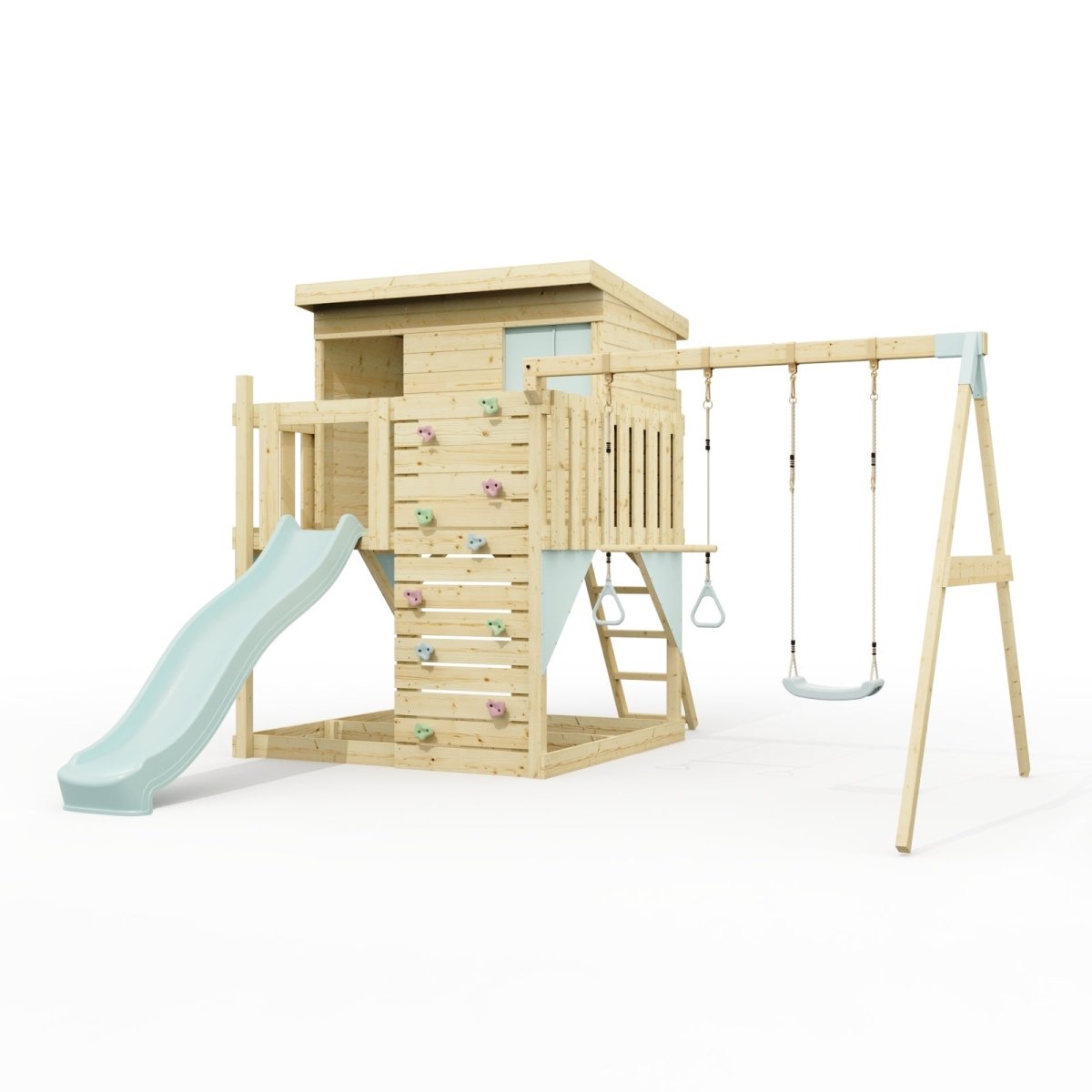 PolarPlay Climbing Platform and Playhouse with Double Swing - Nils