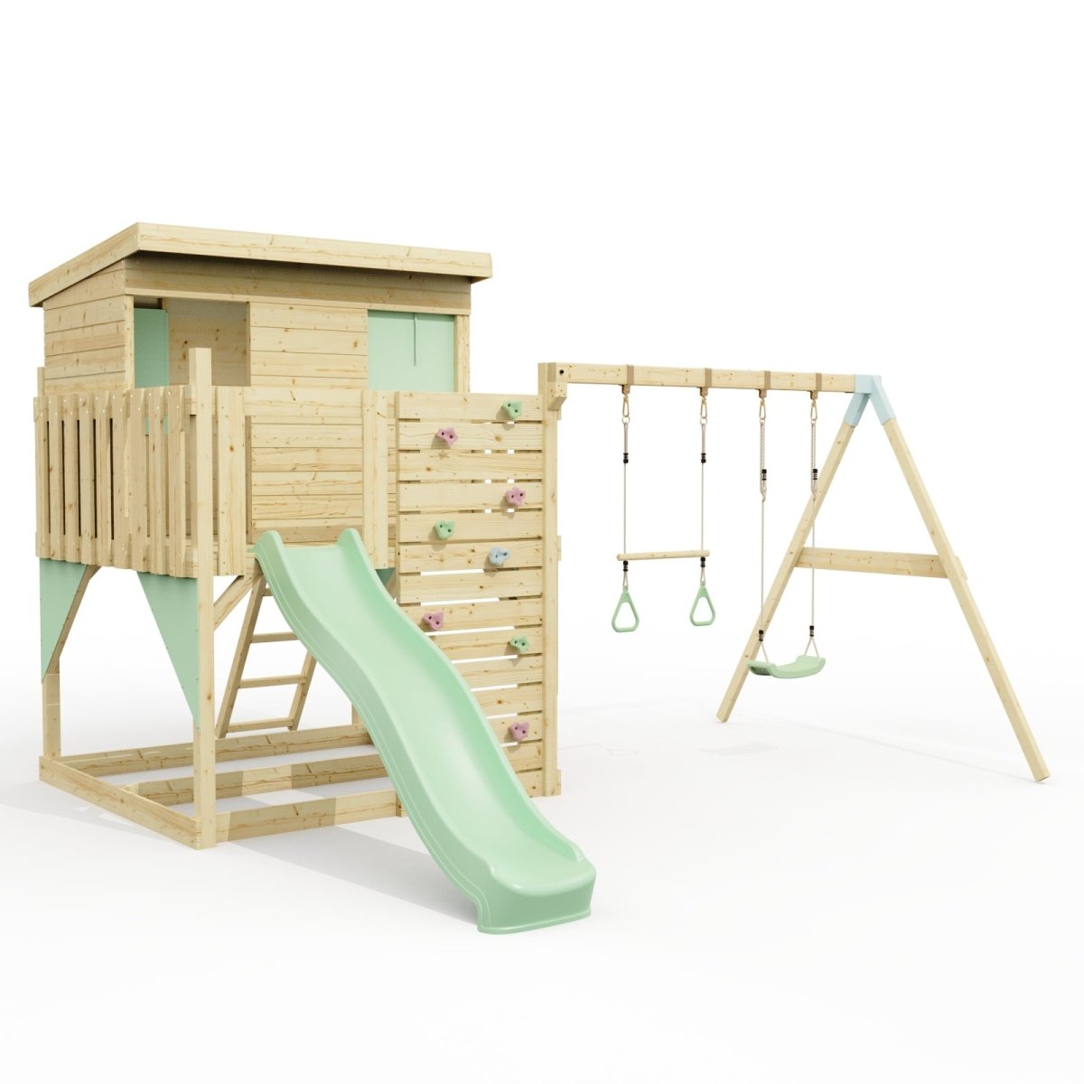 PolarPlay Climbing Platform and Playhouse with Double Swing - Nils