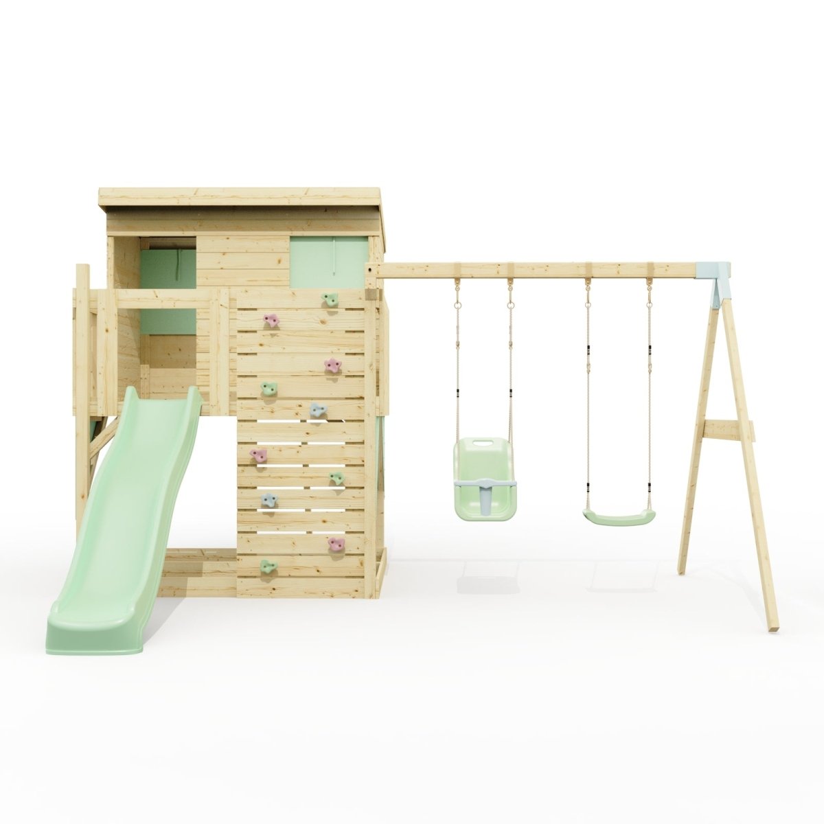 PolarPlay Climbing Platform and Playhouse with Double Swing - Nils