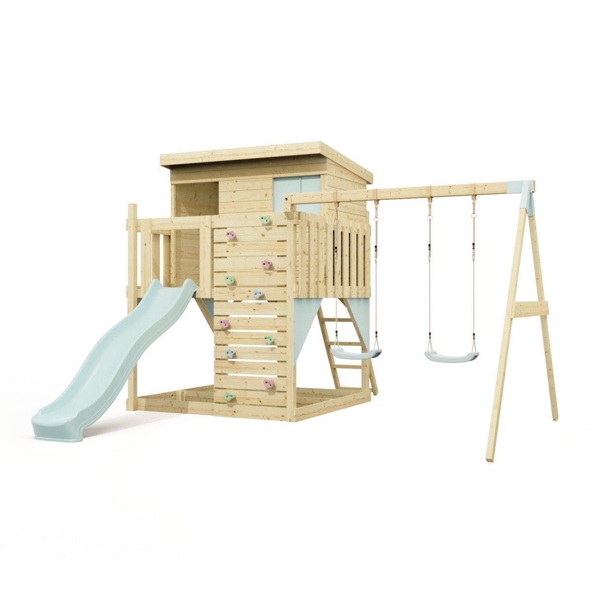 PolarPlay Climbing Platform and Playhouse with Double Swing - Nils