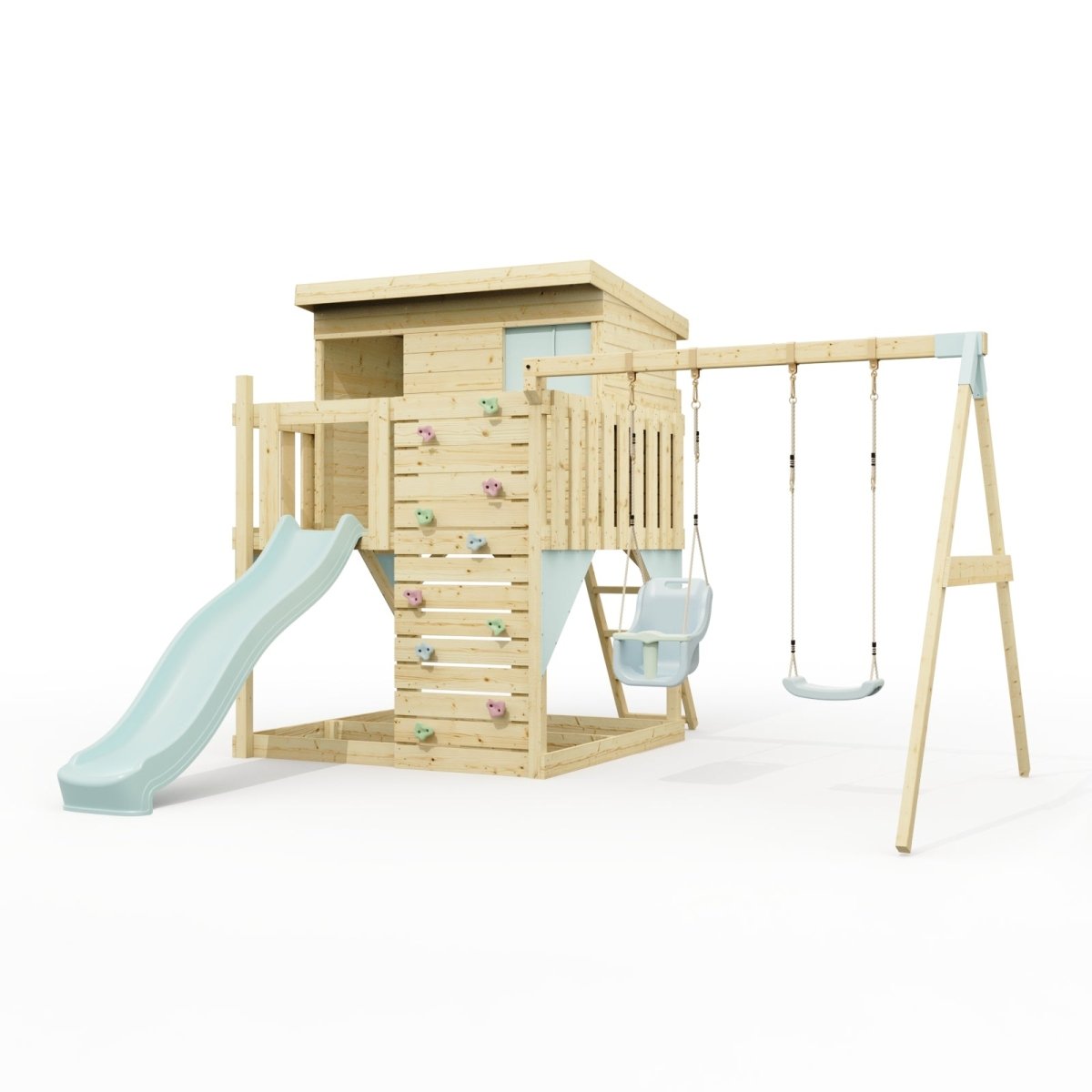 PolarPlay Climbing Platform and Playhouse with Double Swing - Nils