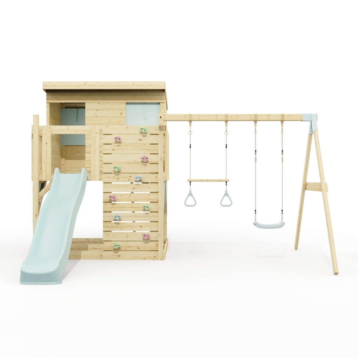 PolarPlay Climbing Platform and Playhouse with Double Swing - Nils