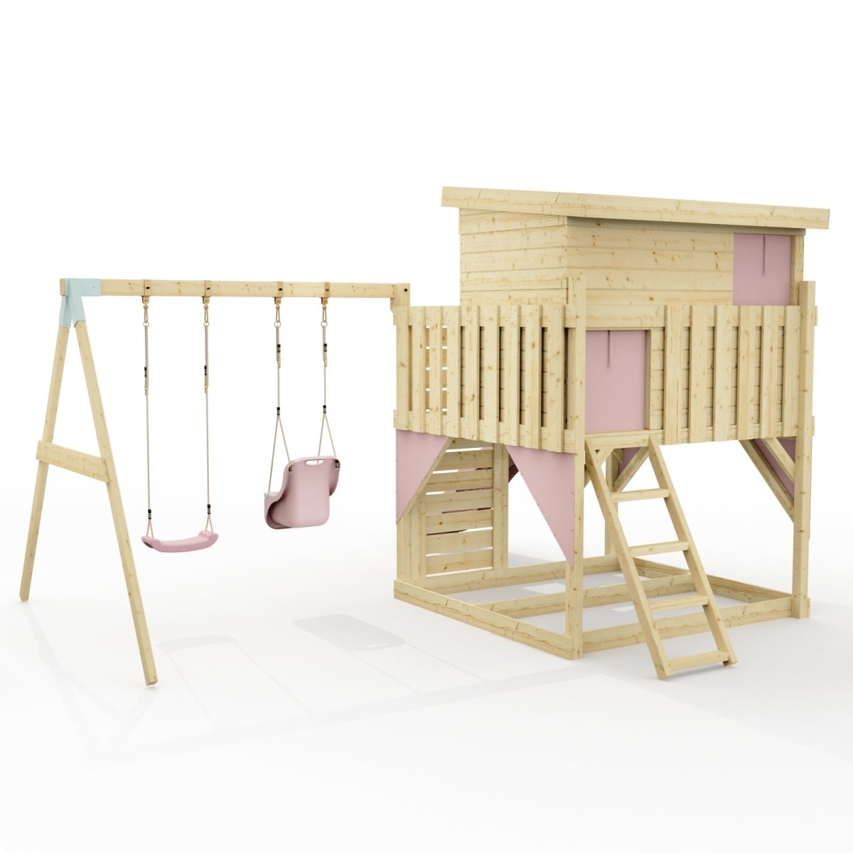 PolarPlay Climbing Platform and Playhouse with Double Swing - Nils