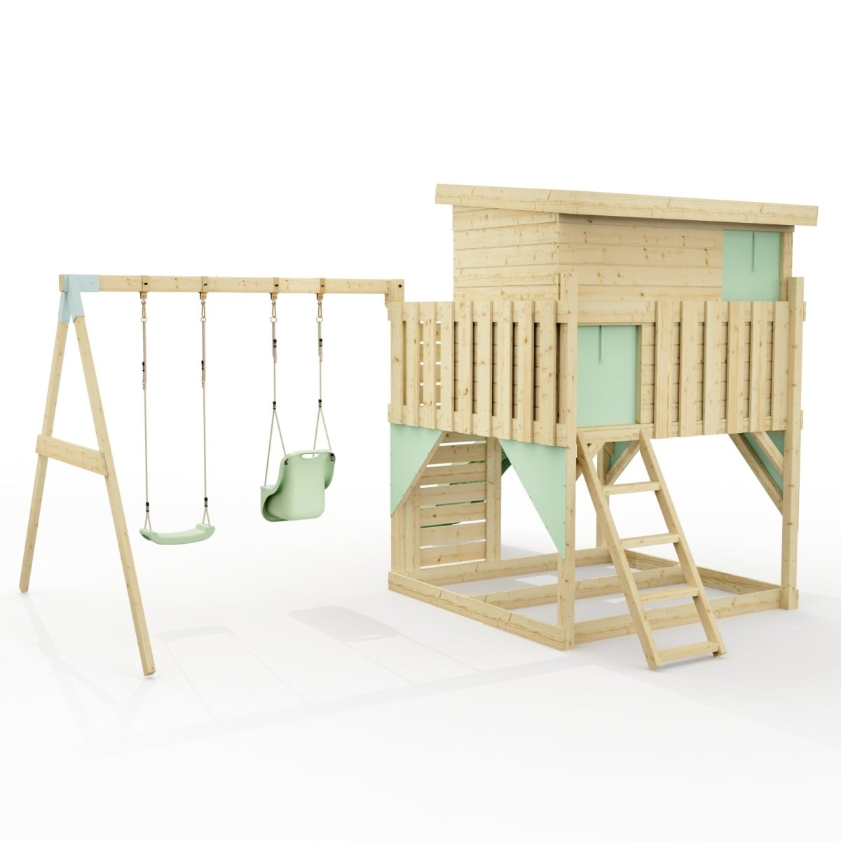 PolarPlay Climbing Platform and Playhouse with Double Swing - Nils