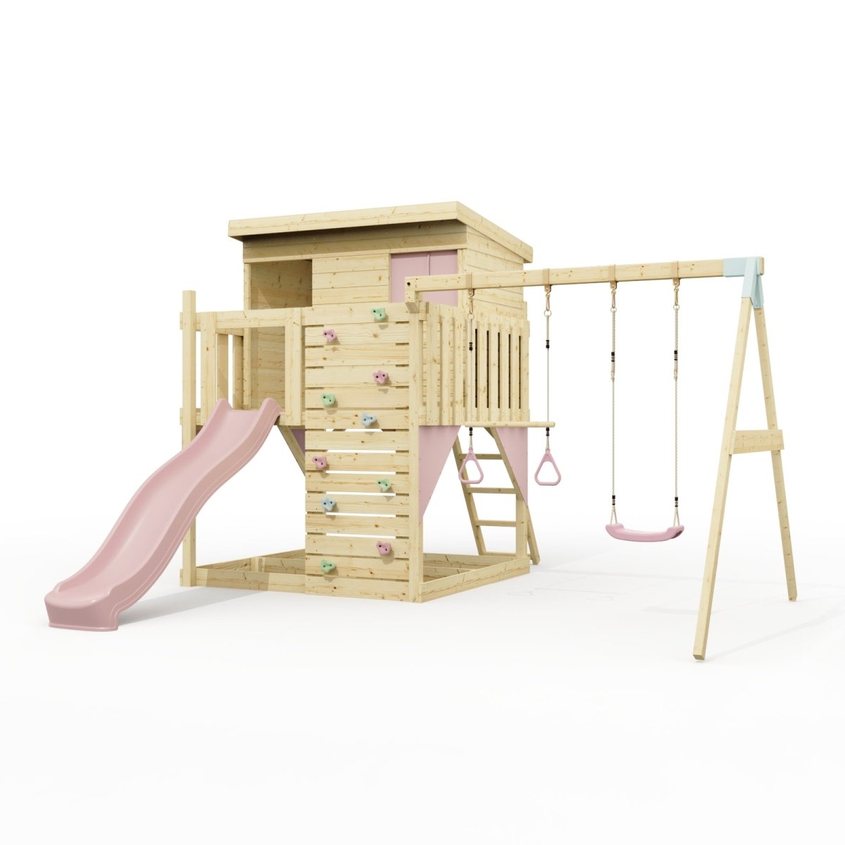 PolarPlay Climbing Platform and Playhouse with Double Swing - Nils