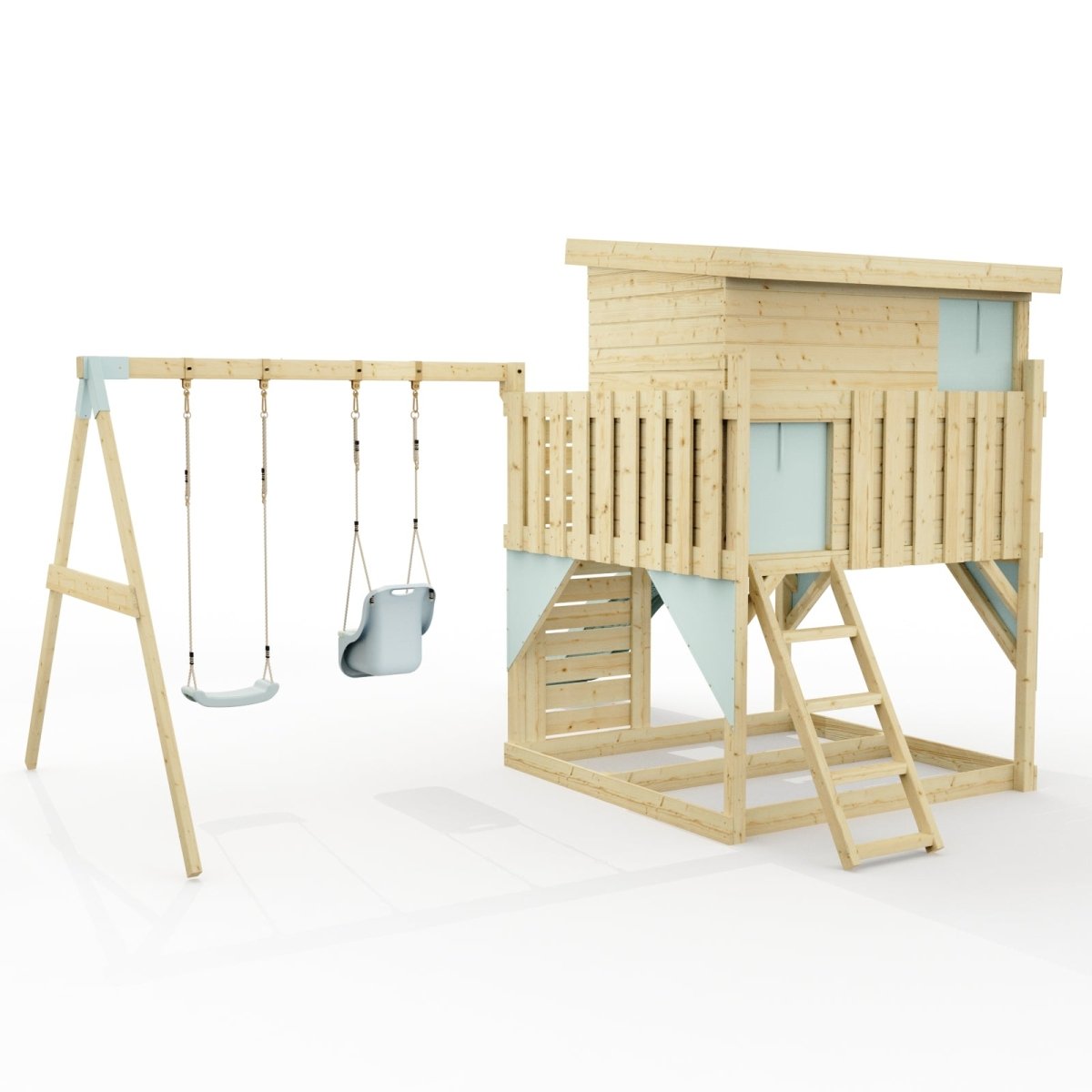 PolarPlay Climbing Platform and Playhouse with Double Swing - Nils