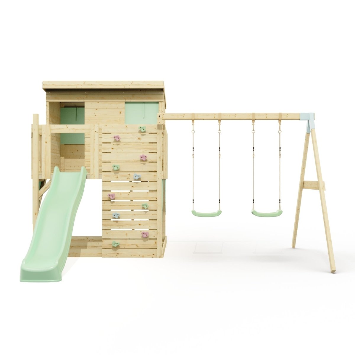PolarPlay Climbing Platform and Playhouse with Double Swing - Nils