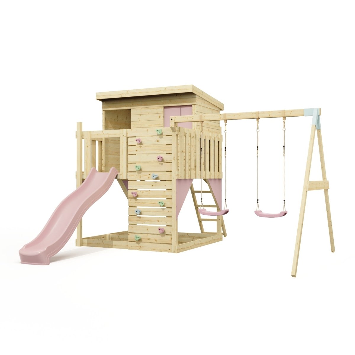 PolarPlay Climbing Platform and Playhouse with Double Swing - Nils