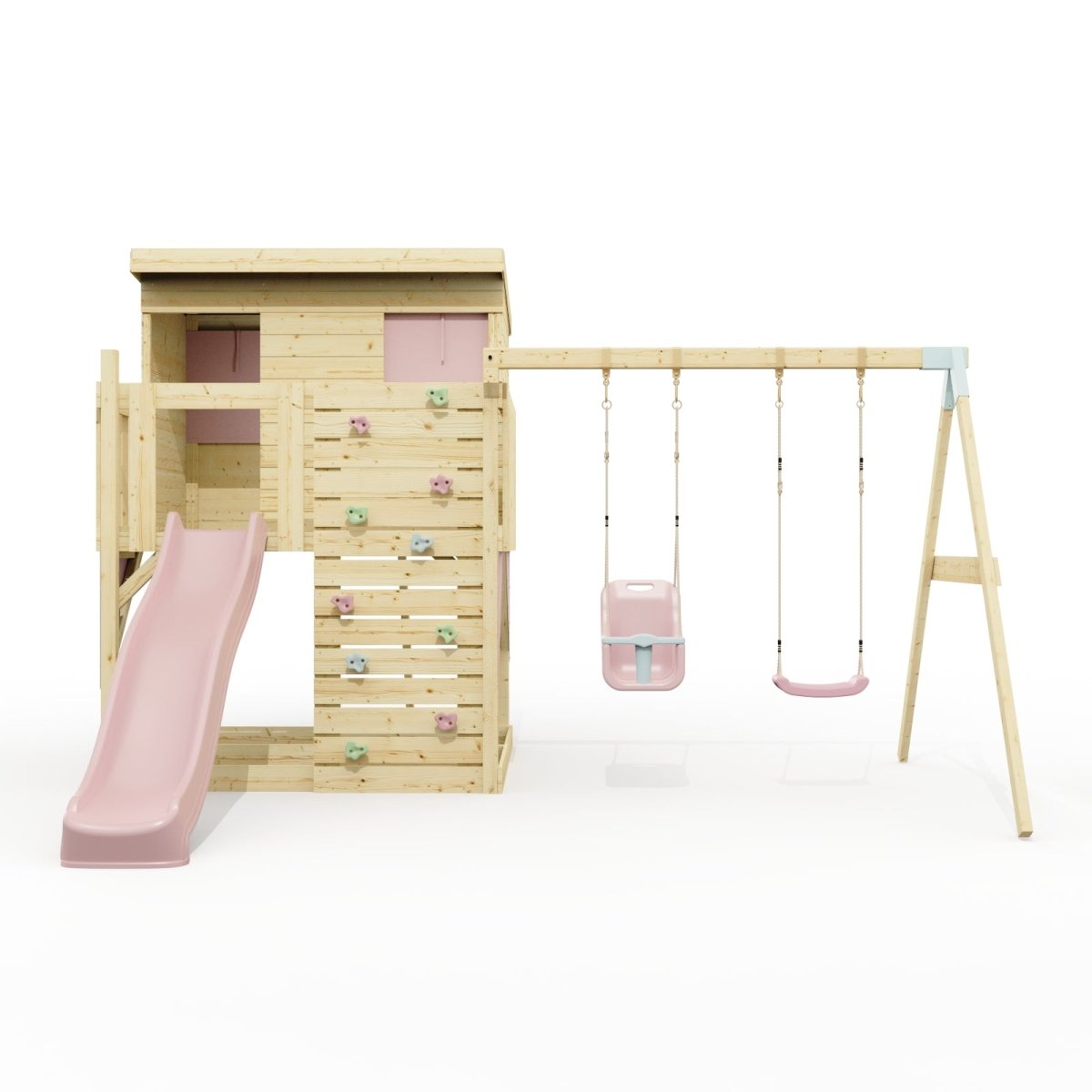 PolarPlay Climbing Platform and Playhouse with Double Swing - Nils
