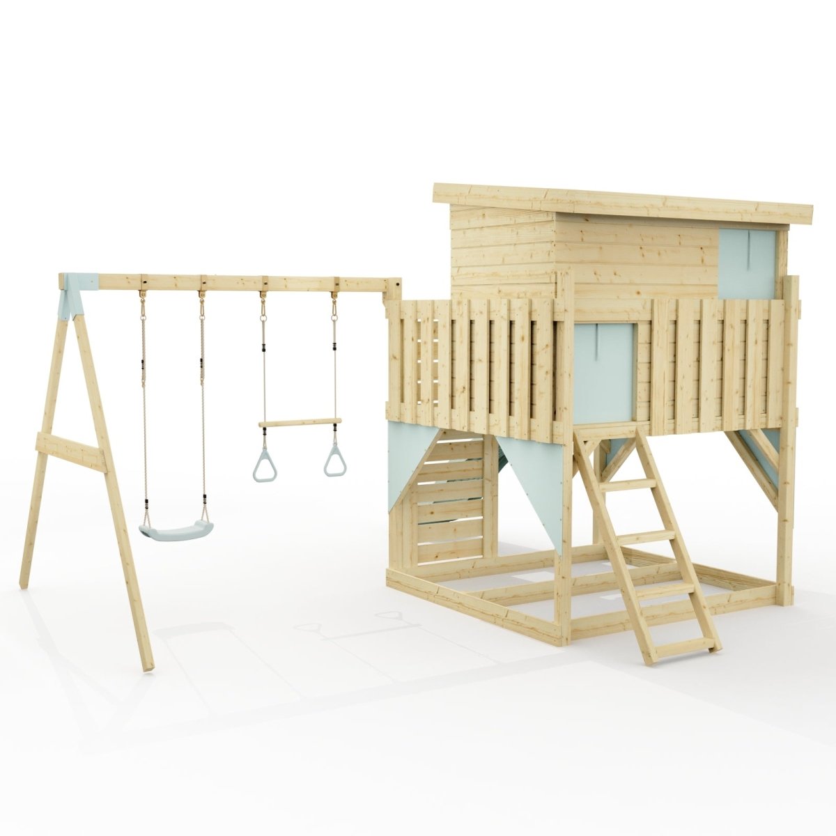 PolarPlay Climbing Platform and Playhouse with Double Swing - Nils