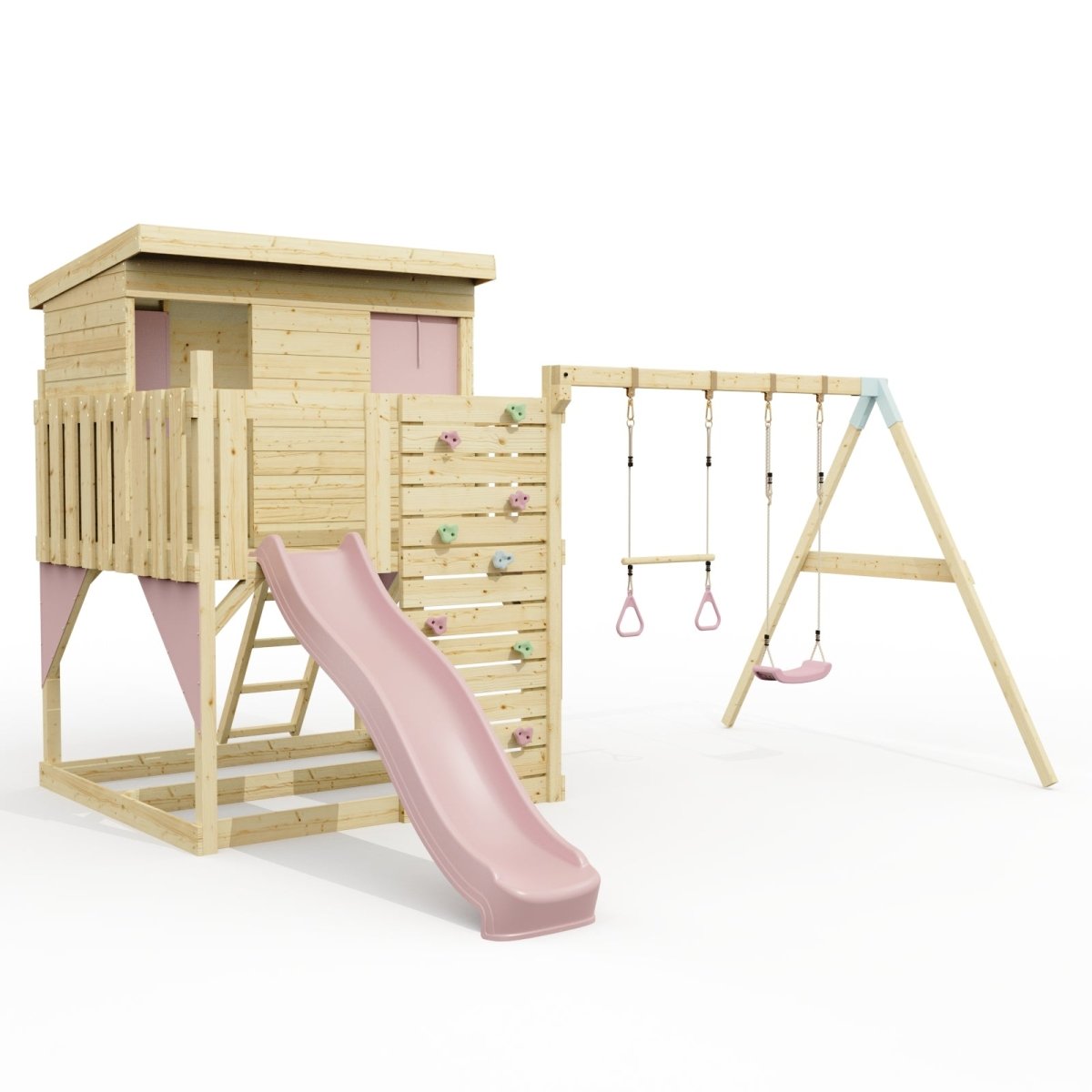 PolarPlay Climbing Platform and Playhouse with Double Swing - Nils