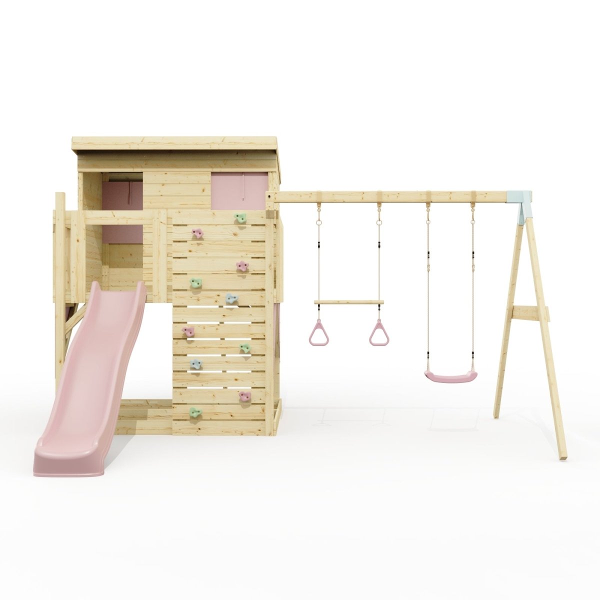 PolarPlay Climbing Platform and Playhouse with Double Swing - Nils