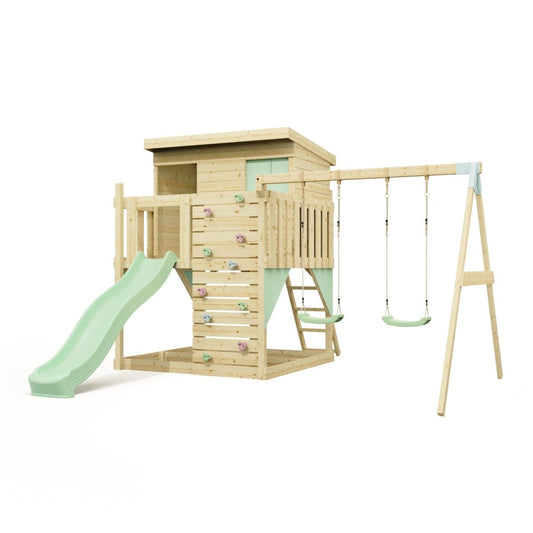 PolarPlay Climbing Platform and Playhouse with Double Swing - Nils