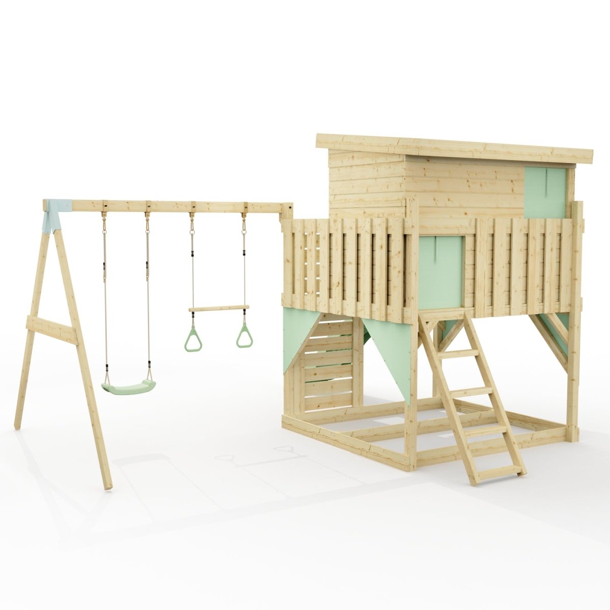 PolarPlay Climbing Platform and Playhouse with Double Swing - Nils