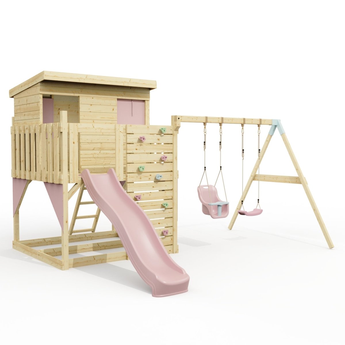 PolarPlay Climbing Platform and Playhouse with Double Swing - Nils