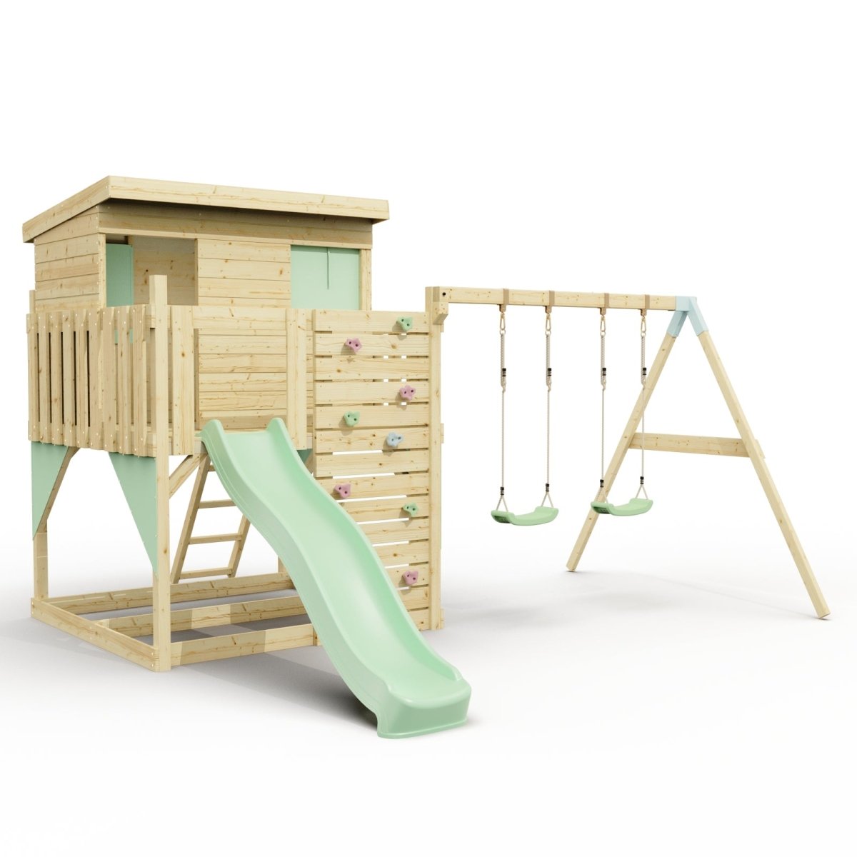 PolarPlay Climbing Platform and Playhouse with Double Swing - Nils