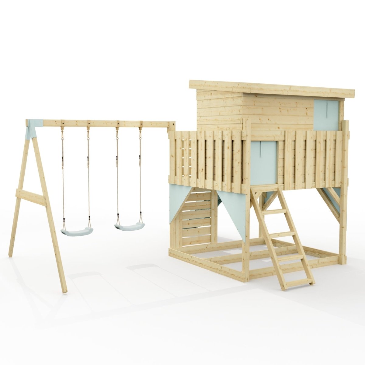 PolarPlay Climbing Platform and Playhouse with Double Swing - Nils