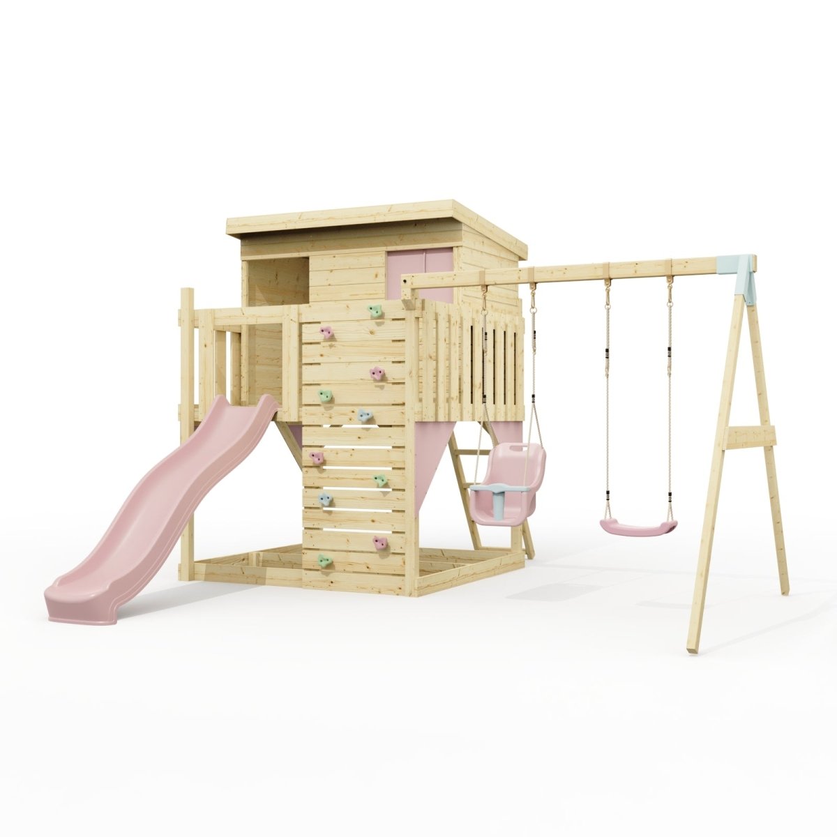 PolarPlay Climbing Platform and Playhouse with Double Swing - Nils