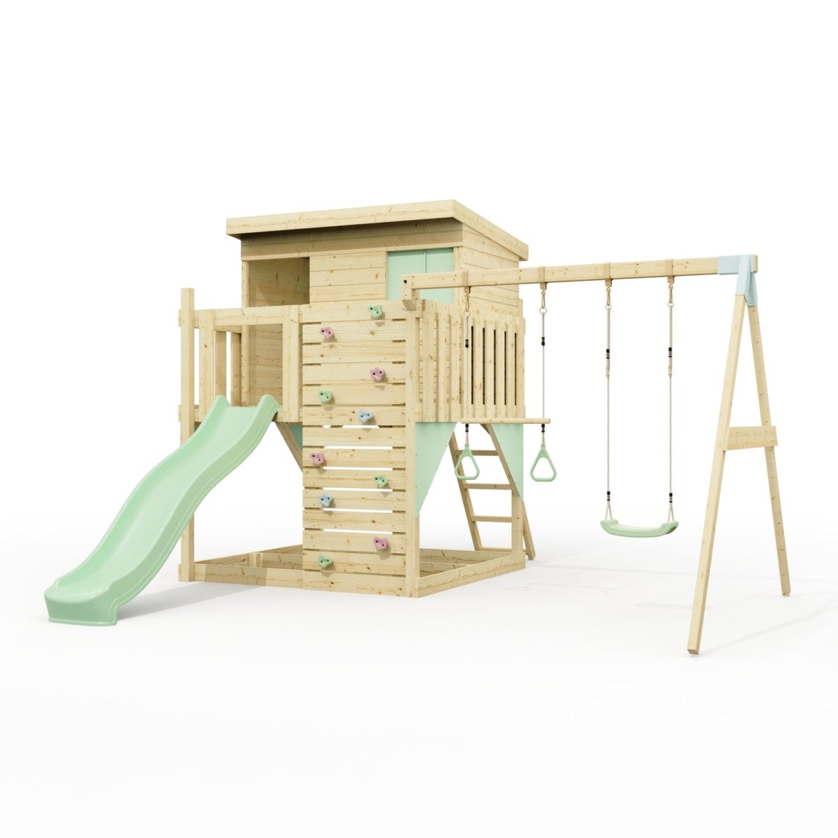 PolarPlay Climbing Platform and Playhouse with Double Swing - Nils