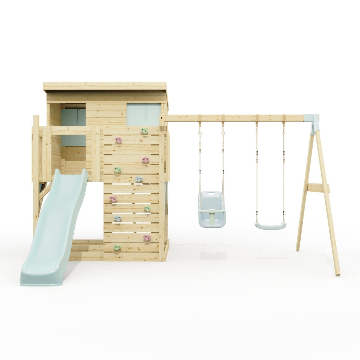 PolarPlay Climbing Platform and Playhouse with Double Swing - Nils