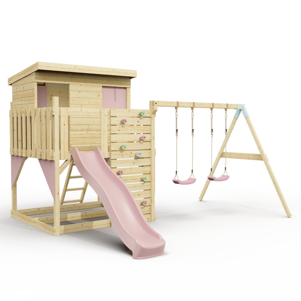 PolarPlay Climbing Platform and Playhouse with Double Swing - Nils
