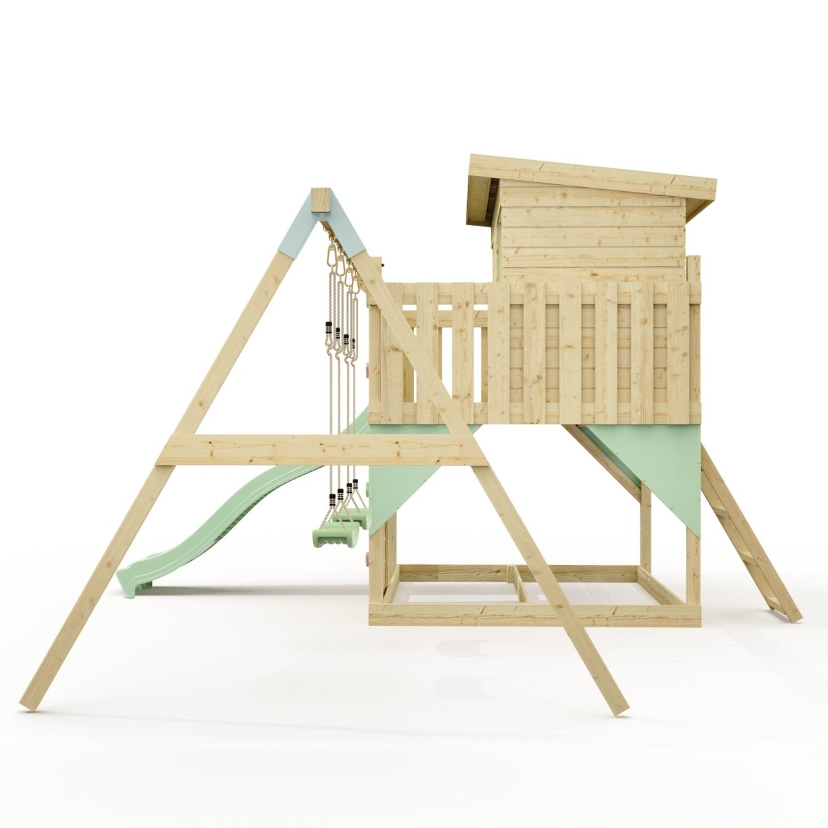 PolarPlay Climbing Platform and Playhouse with Double Swing - Nils