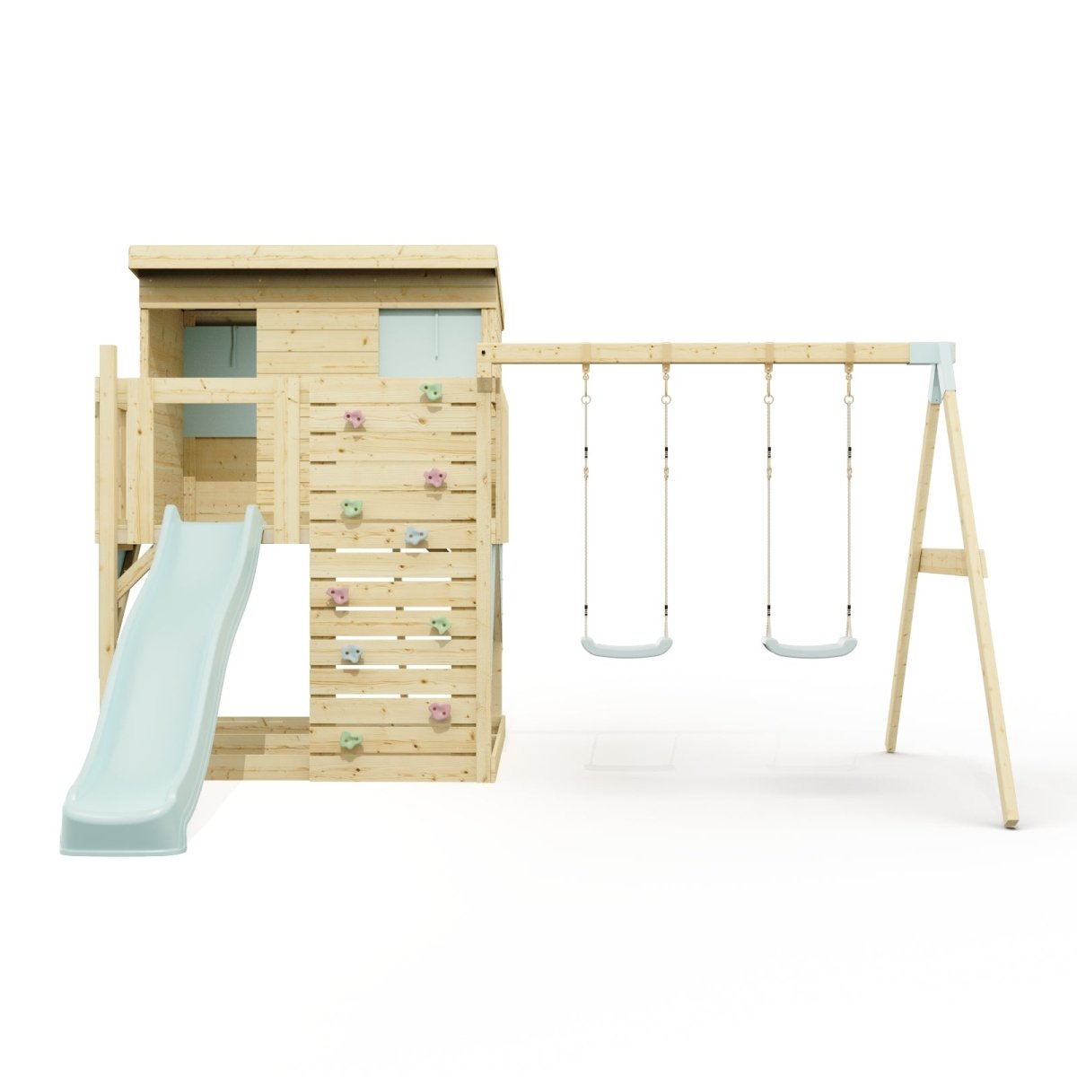 PolarPlay Climbing Platform and Playhouse with Double Swing - Nils