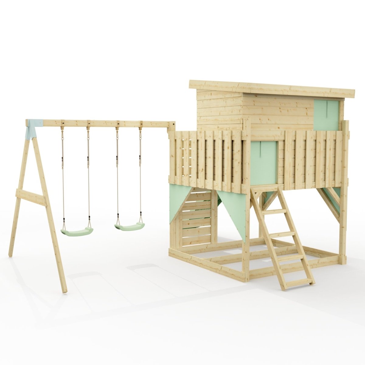 PolarPlay Climbing Platform and Playhouse with Double Swing - Nils