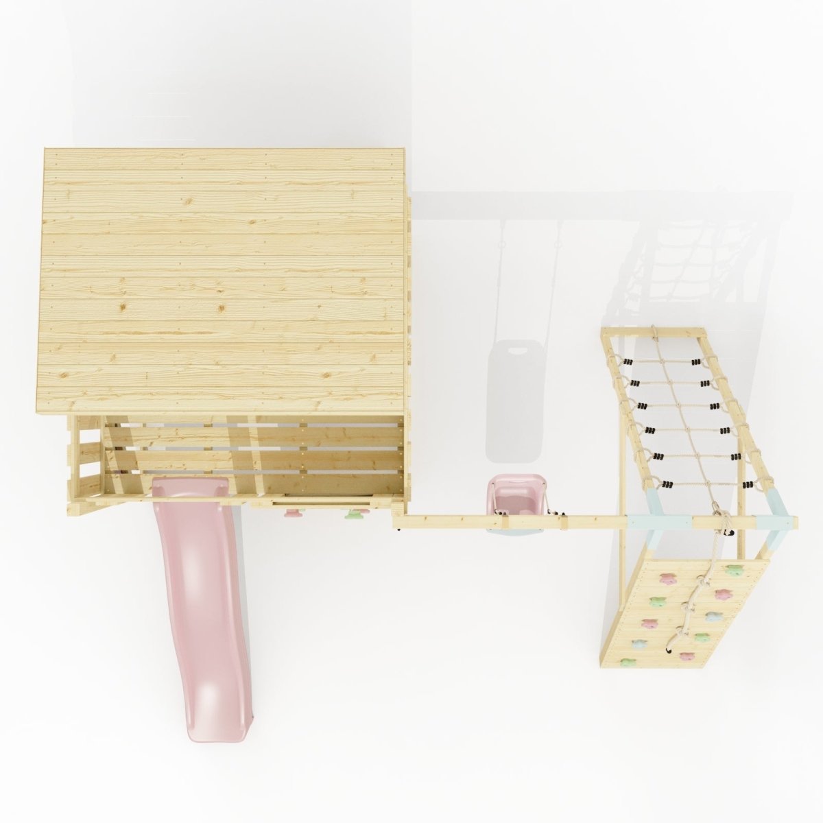 PolarPlay Climbing Platform and Playhouse with Single Swing and Climbing Wall - Emil