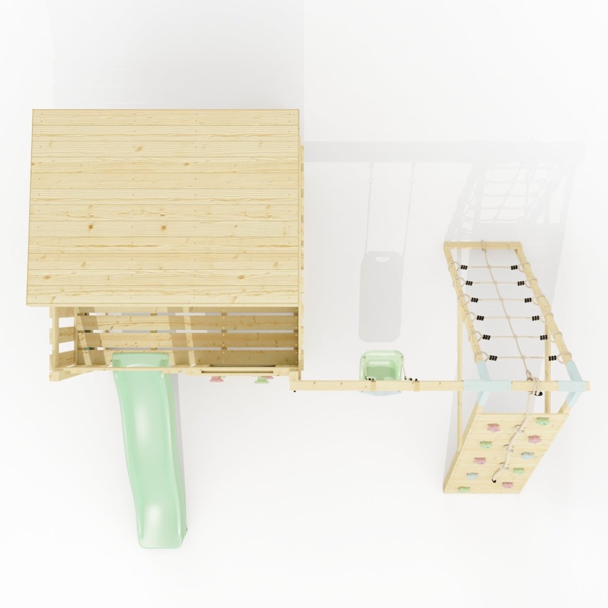 PolarPlay Climbing Platform and Playhouse with Single Swing and Climbing Wall - Emil