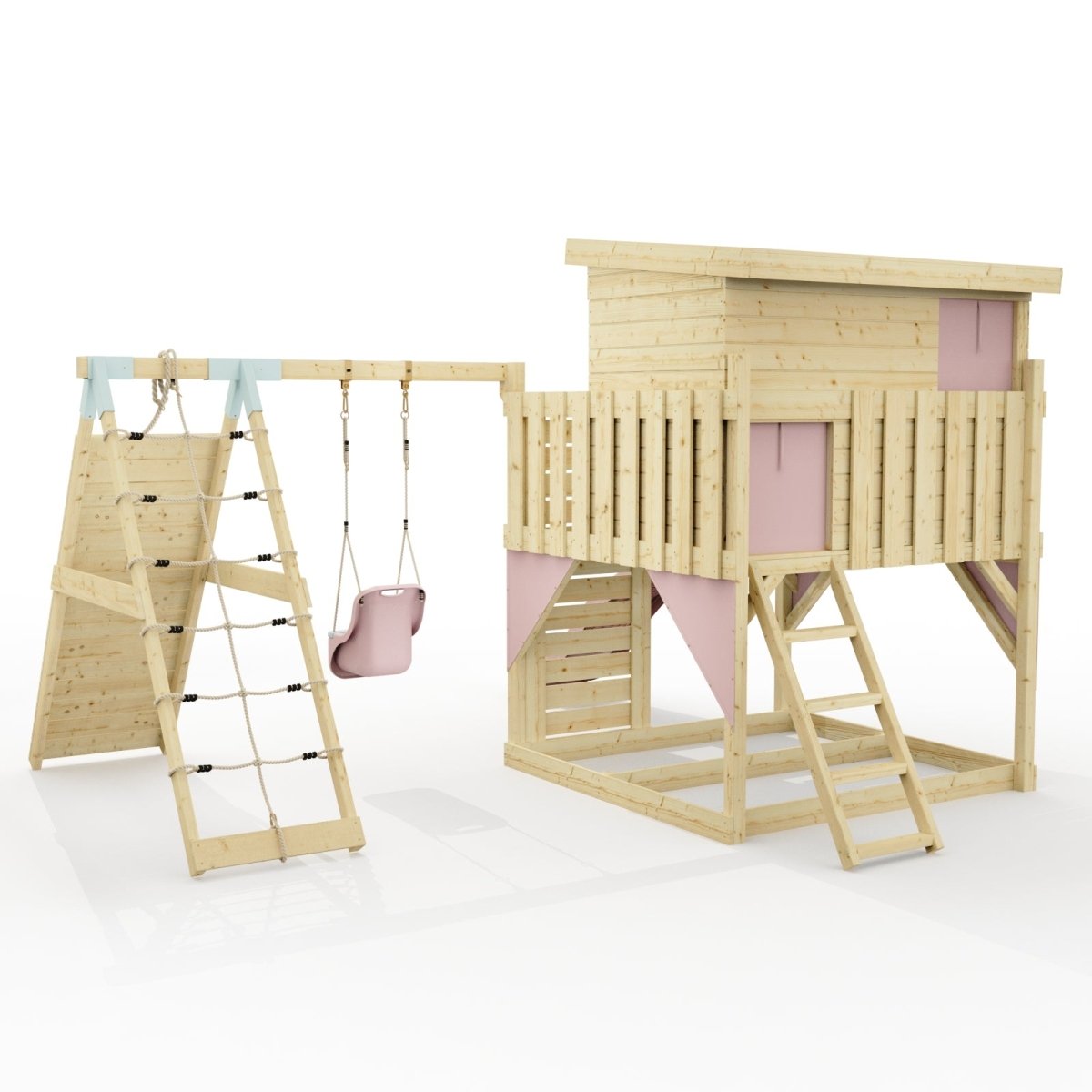 PolarPlay Climbing Platform and Playhouse with Single Swing and Climbing Wall - Emil