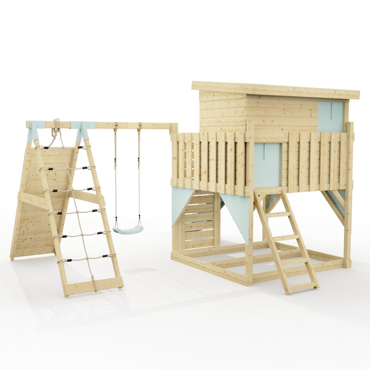 PolarPlay Climbing Platform and Playhouse with Single Swing and Climbing Wall - Emil