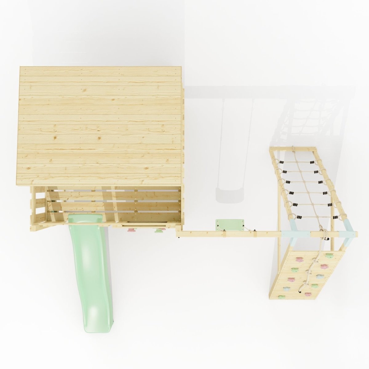 PolarPlay Climbing Platform and Playhouse with Single Swing and Climbing Wall - Emil