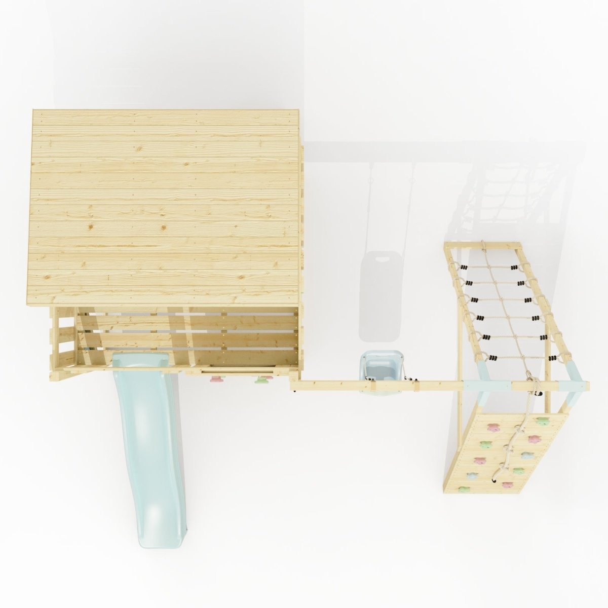 PolarPlay Climbing Platform and Playhouse with Single Swing and Climbing Wall - Emil